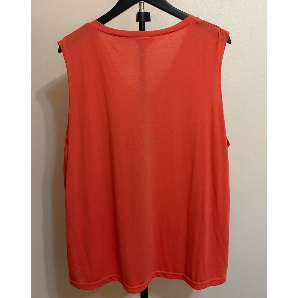 Jordann V-Neck Pocket Tank Top Coral Orange Sleeveless Shirt Womens 2XL - Picture 3 of 8